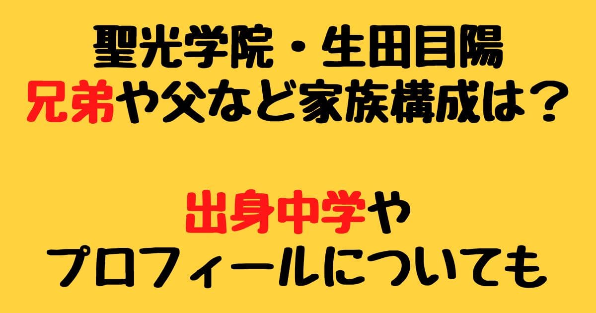 生田目陽の兄弟や父など家族構成は 出身中学やプロフィールについても りーたむブログ