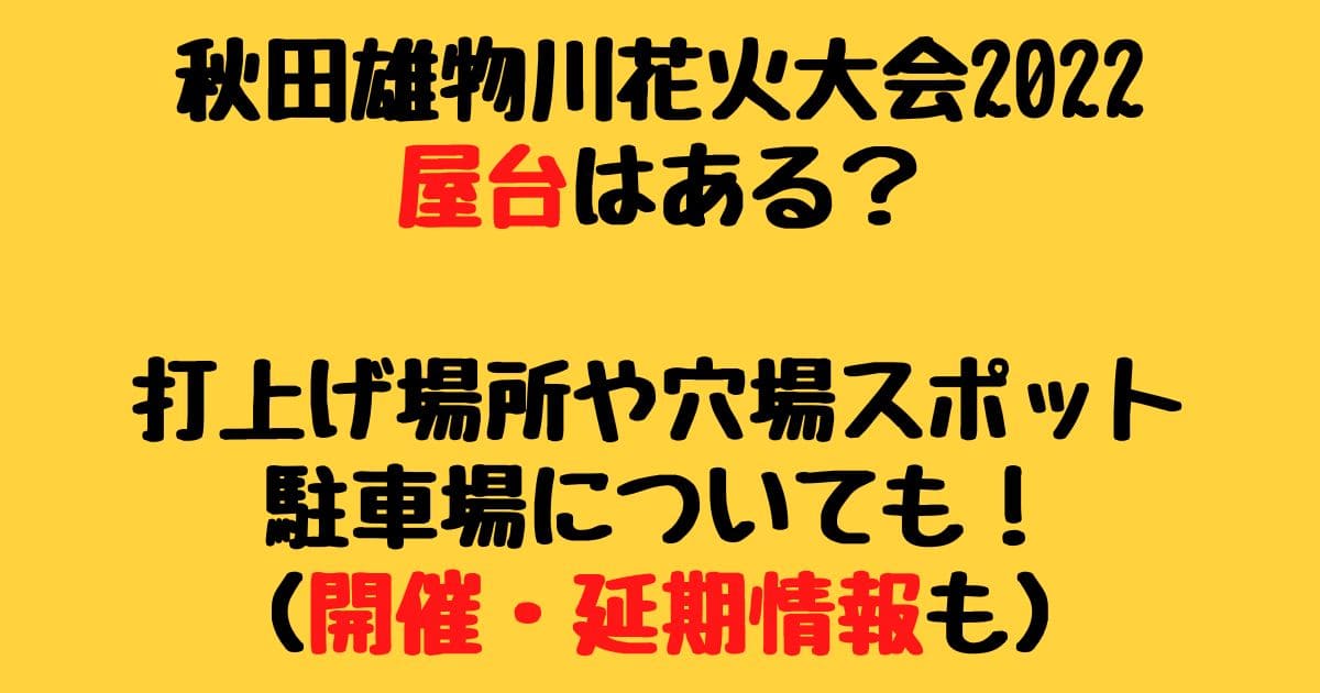 秋田雄物川花火大会22屋台はある 打上げ場所や穴場スポット 駐車場についても りーたむブログ
